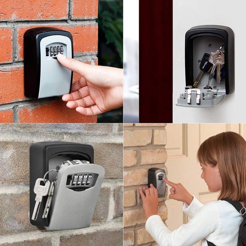 woobles Key Storage Lock Box,4-Digit Key Safe Security Storage Lock Box Combination Lock Box Wall Mount Organizer for Home Garage School Spare House Keys - Image 2